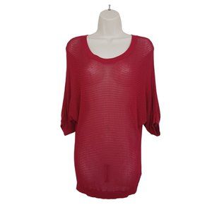 Express Women 3/4 Sleeve Blouse Open Knit Dolman Size S Dark Red Color Sweater